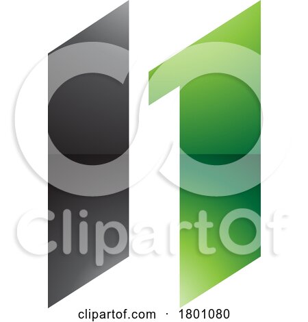 Green and Black Glossy Letter N Icon with Parallelograms by cidepix