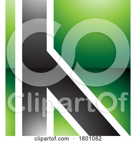 Green and Black Glossy Letter H Icon with Straight Lines by cidepix