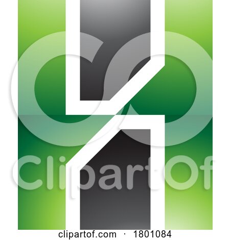 Green and Black Glossy Letter H Icon with Vertical Rectangles by cidepix
