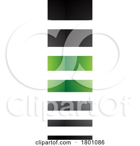 Green and Black Glossy Letter I Icon with Horizontal Stripes by cidepix