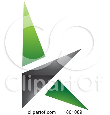 Green and Black Glossy Letter K Icon with Triangles by cidepix
