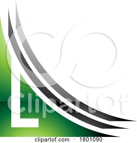 Green and Black Glossy Letter L Icon with Layers by cidepix