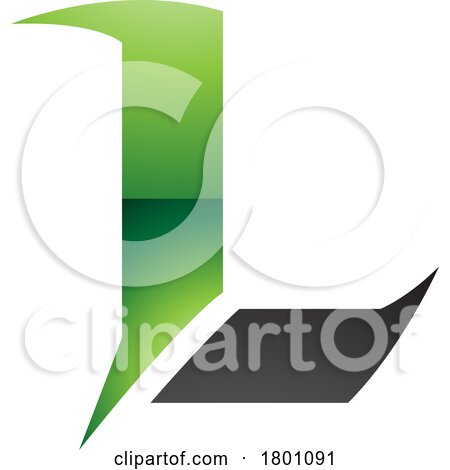 Green and Black Glossy Letter L Icon with Sharp Spikes by cidepix