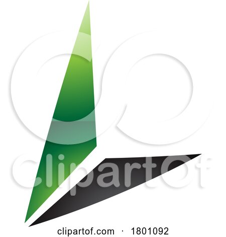 Green and Black Glossy Letter L Icon with Triangles by cidepix