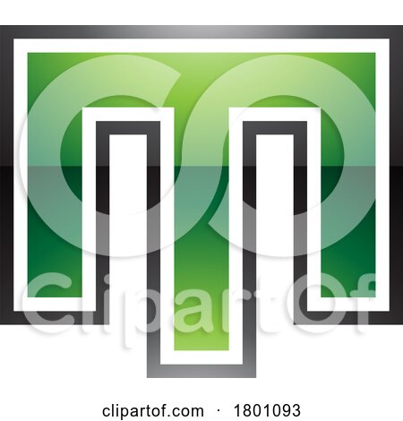 Green and Black Glossy Letter M Icon with an Outer Stripe by cidepix
