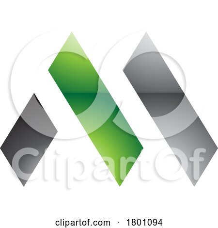 Green and Black Glossy Letter M Icon with Rectangles by cidepix
