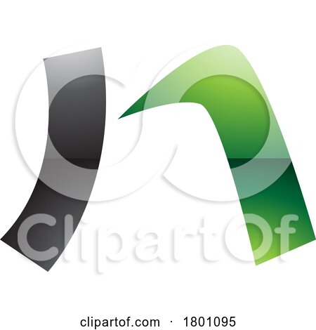 Green and Black Glossy Letter N Icon with a Curved Rectangle by cidepix