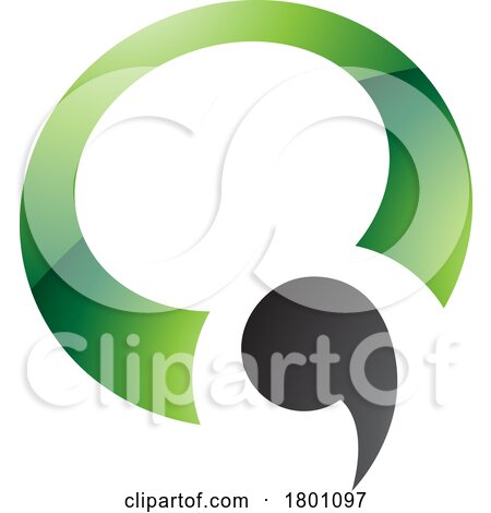 Green and Black Glossy Comma Shaped Letter Q Icon by cidepix