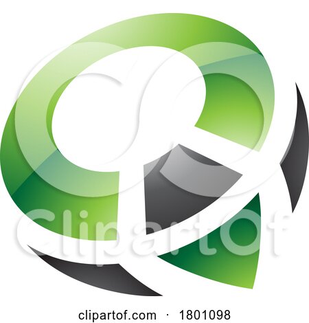 Green and Black Glossy Compass Shaped Letter Q Icon by cidepix