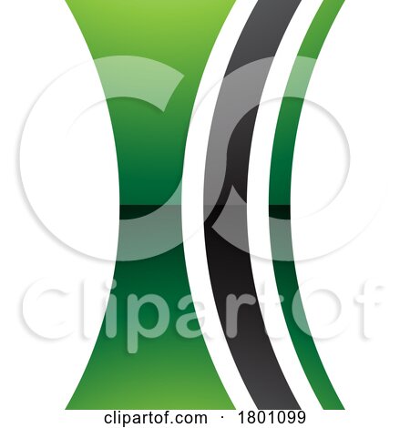 Green and Black Glossy Concave Lens Shaped Letter I Icon by cidepix