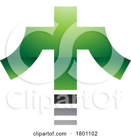 Green and Black Glossy Cross Shaped Letter T Icon by cidepix
