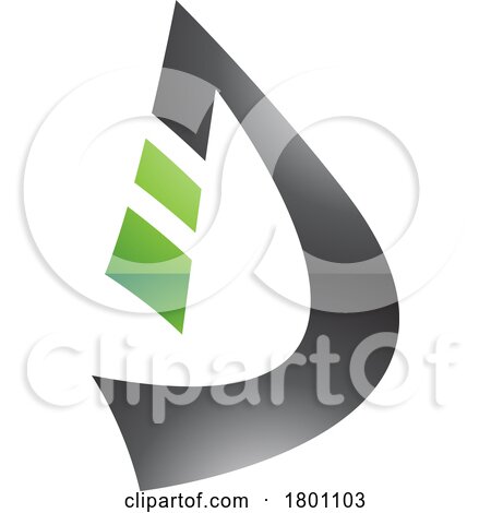 Green and Black Glossy Curved Strip Shaped Letter D Icon by cidepix