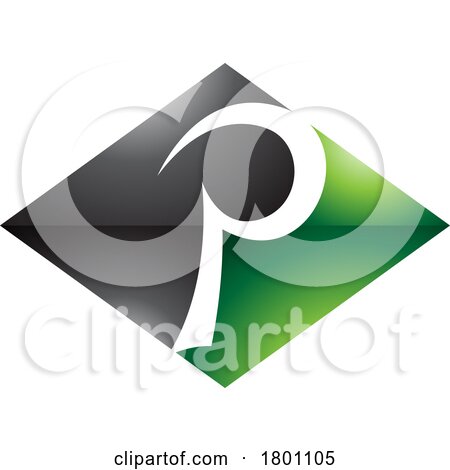 Green and Black Glossy Horizontal Diamond Letter P Icon by cidepix