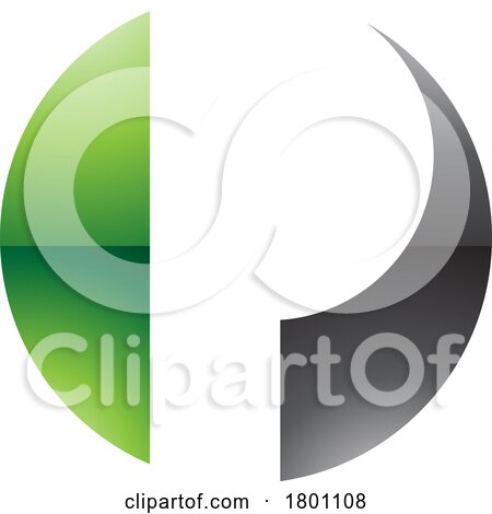 Green and Black Glossy Circle Shaped Letter P Icon by cidepix