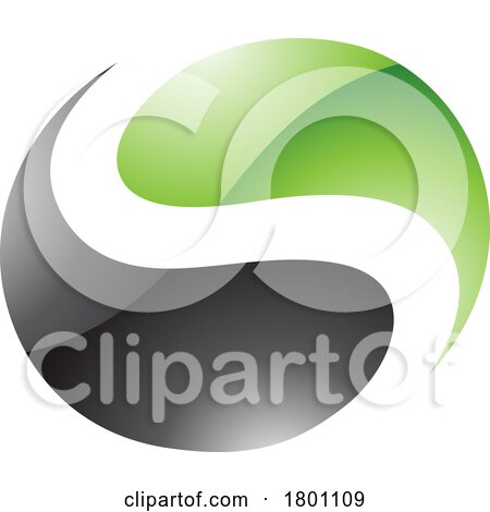 Green and Black Glossy Circle Shaped Letter S Icon by cidepix