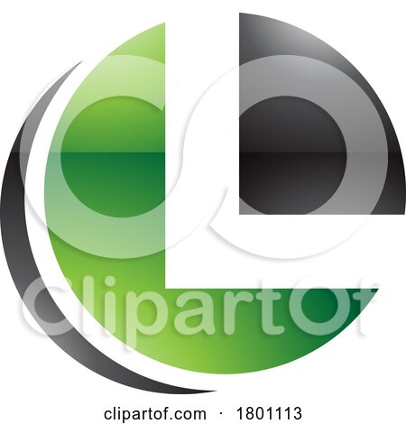 Green and Black Glossy Circle Shaped Letter L Icon by cidepix
