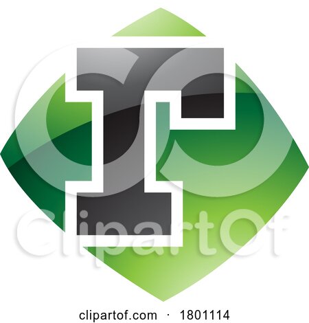Green and Black Glossy Bulged Square Shaped Letter R Icon by cidepix