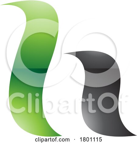 Green and Black Glossy Calligraphic Letter H Icon by cidepix