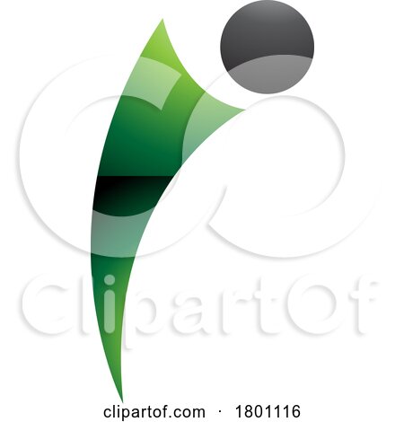 Green and Black Glossy Bowing Person Shaped Letter I Icon by cidepix