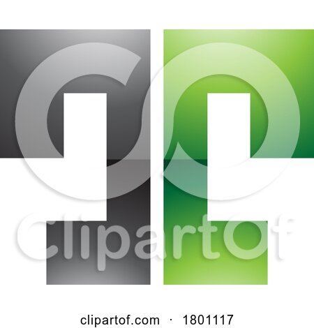 Green and Black Glossy Bold Split Shaped Letter T Icon by cidepix