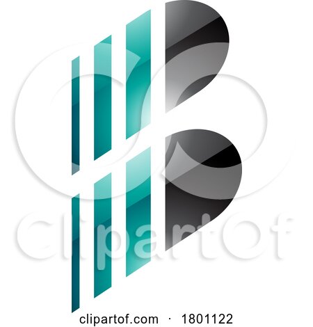 Green and Black Glossy Letter B Icon with Vertical Stripes by cidepix