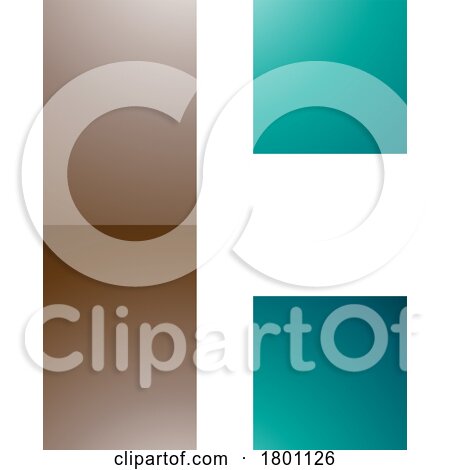 Brown and Persian Green Rectangular Glossy Letter C Icon by cidepix
