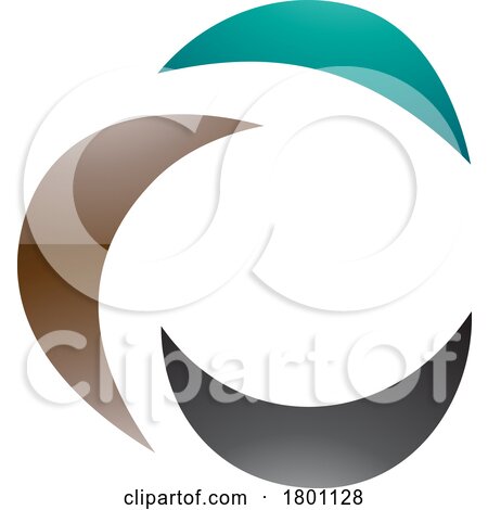 Brown Black and Persian Green Glossy Crescent Shaped Letter C Icon by cidepix