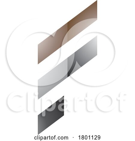 Brown and Grey Glossy Letter F Icon with Diagonal Stripes by cidepix