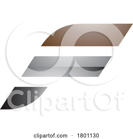 Brown and Grey Glossy Letter F Icon with Horizontal Stripes by cidepix