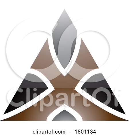 Brown and Black Glossy Triangle Shaped Letter X Icon by cidepix