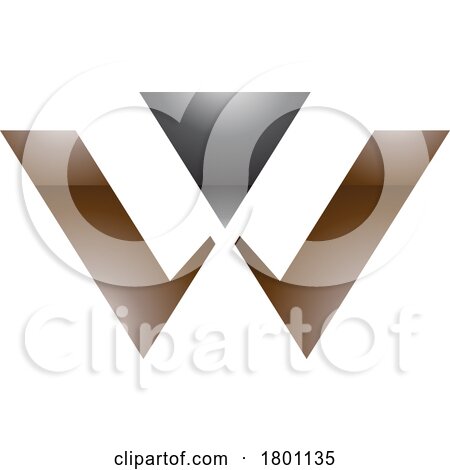 Brown and Black Glossy Triangle Shaped Letter W Icon by cidepix