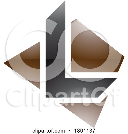 Brown and Black Glossy Trapezium Shaped Letter L Icon by cidepix