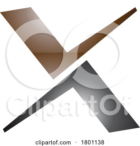 Brown and Black Glossy Tick Shaped Letter X Icon by cidepix