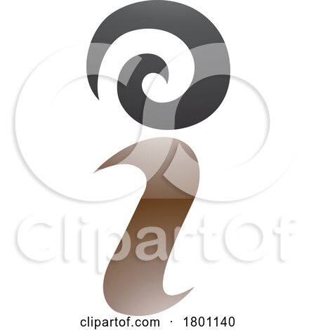 Brown and Black Glossy Swirly Letter I Icon by cidepix