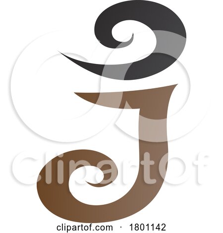 Brown and Black Glossy Swirl Shaped Letter J Icon by cidepix