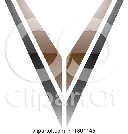 Brown and Black Glossy Striped Shaped Letter V Icon by cidepix