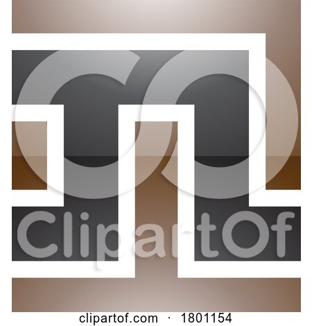 Brown and Black Glossy Square Shaped Letter N Icon by cidepix