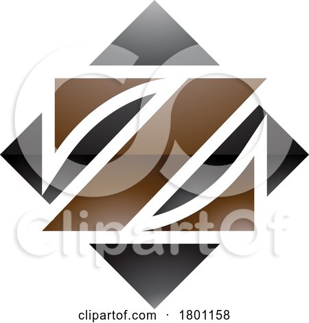Brown and Black Glossy Square Diamond Shaped Letter Z Icon by cidepix