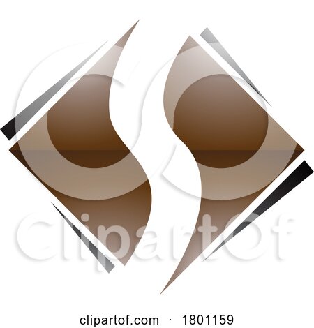 Brown and Black Glossy Square Diamond Shaped Letter S Icon by cidepix