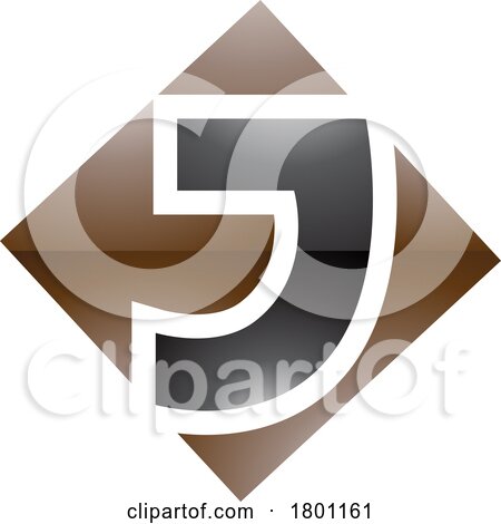 Brown and Black Glossy Square Diamond Shaped Letter J Icon by cidepix