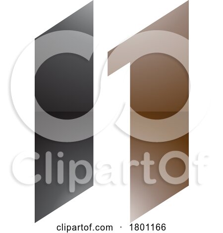 Brown and Black Glossy Letter N Icon with Parallelograms by cidepix