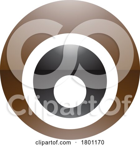 Brown and Black Glossy Letter O Icon with Nested Circles by cidepix