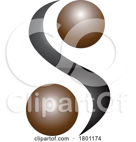 Brown and Black Glossy Letter S Icon with Spheres by cidepix