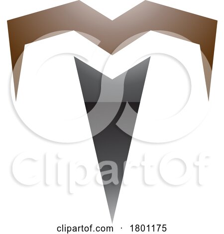 Brown and Black Glossy Letter T Icon with Pointy Tips by cidepix