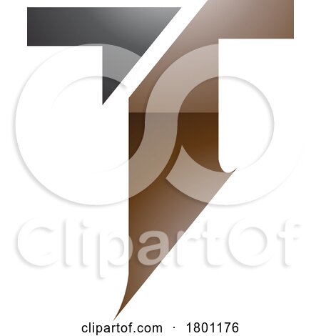 Brown and Black Glossy Split Shaped Letter T Icon by cidepix