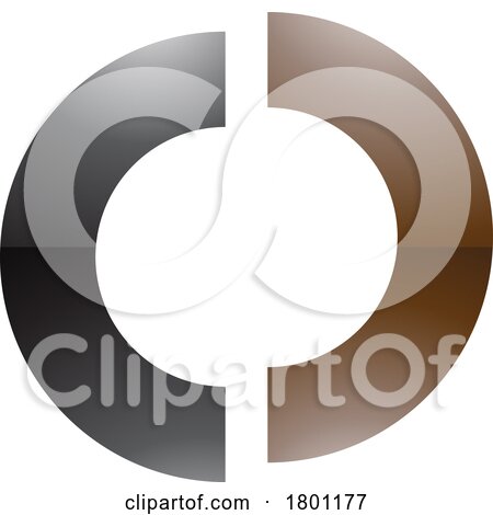 Brown and Black Glossy Split Shaped Letter O Icon by cidepix