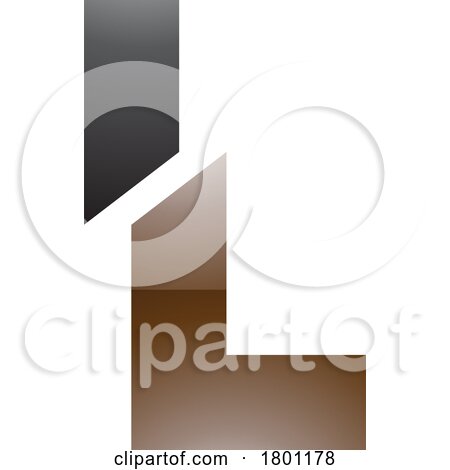 Brown and Black Glossy Split Shaped Letter L Icon by cidepix