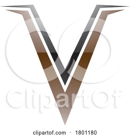 Brown and Black Glossy Spiky Shaped Letter V Icon by cidepix