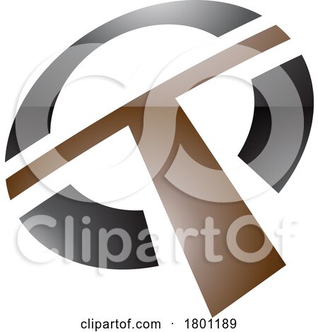 Brown and Black Glossy Round Shaped Letter T Icon by cidepix