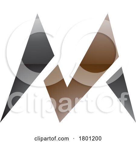 Brown and Black Glossy Pointy Tipped Letter M Icon by cidepix